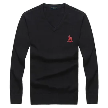 Išsiuvinėtu logotipu Polo rudens žiemos 2019 vyriški V-Kaklo Džemperis vyrams jaunimo tendencija grynos medvilnės dugno marškinėliai slim mezgimo 8508