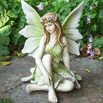Mergina Gėlių Fėja Apdailos Dervos Amatų Gėlių Fėja Ornamentu Išskirtinį Graži Statula Dekoracija Sode