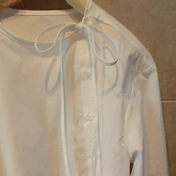 Nomikuma 2021 m. Pavasarį Nauja, Moterų Palaidinė Pusės Viena Breasted peteliškę O-kaklo Doll Marškinėliai Atsitiktinis ilgomis Rankovėmis Kietas Blusas Femme 6D819