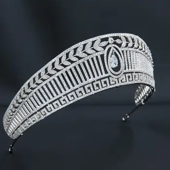 Kubinių Zirconia Royal Replika Tiara, Vestuvių,Crystal Queens Rožančiai vainikėliu Nuotaka Plaukų Aksesuarai CH10356