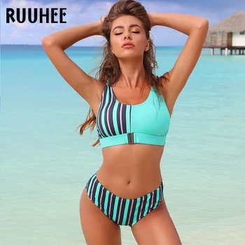 RUUHEE 2020 Naujas Bikini Maudymosi kostiumai Seksualus Moterų maudymosi kostiumėlį Kratinys Bikini Komplektas Spausdinti Maudymosi Kostiumą Stumti Iki Paplūdimio Vasaros Biquini