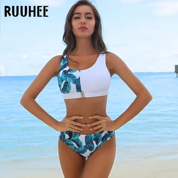 RUUHEE 2020 Naujas Bikini Maudymosi kostiumai Seksualus Moterų maudymosi kostiumėlį Kratinys Bikini Komplektas Spausdinti Maudymosi Kostiumą Stumti Iki Paplūdimio Vasaros Biquini