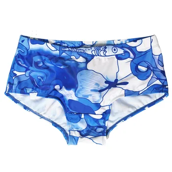 Push Up Pad Vyrų Plaukti Trumpikės 3D spausdinimo Bikini maudymosi Kostiumėliai, Mėlyna Žuvis Vyrų Plaukimo Glaudės Surf Beach Ziajać Seksualus maudymosi kostiumėlį Vyras Šortai