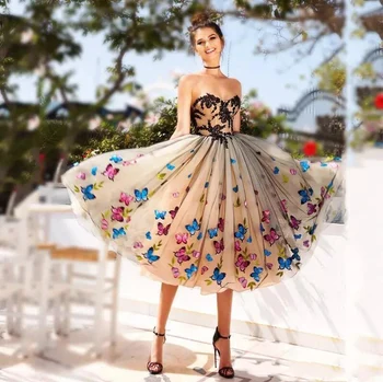 2020 Naujas Mados Vakarą Suknelė Kamuolys Suknelė Spalvingas Drugelis Brangioji Nėrinių Šalis Tvarstis Apynasrio Oficialią Suknelės