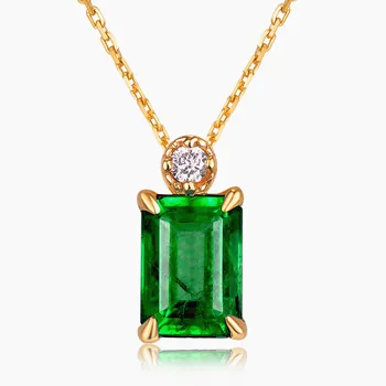 Mažas smaragdas brangakmenių, deimantų karoliai pakabukas moterų 14k aukso spalvos choker žalia kristalų papuošalai bague mados dovanos