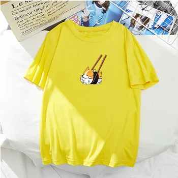 Korėjos versija prarasti kawaii saldainiai spalvos marškinėliai mielas suši šuo Spausdinti Harajuku puloveris drabužių streetwear mados ladie