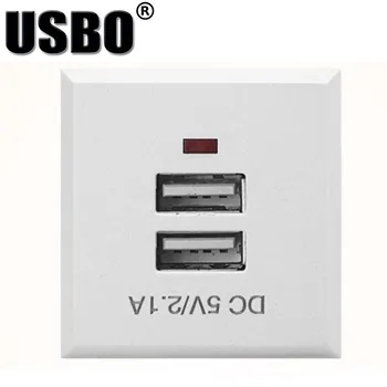 Tiekimo Juoda Balta Card-type dual USB maitinimo lizdas įterptųjų USB (5V 2.1) desktop lizdas DC įkrovimo galia lizdo modulis