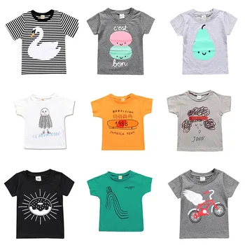 Berniukų marškinėliai Vasaros Vaikų Viršūnes Drabužių Medvilnės Mielas Spausdinti trumpomis Rankovėmis T Marškinėliai Vaikams Balta Mergaičių Tee Bamblys 1-7years Kūdikių