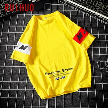 RUIHUO Pusė Rankovės Vintage Marškinėliai Vyrams Drabužius Harajuku T-Shirt Vyrai Marškinėlius Japonijos Streetwear Vyrų Hip-Hop 5XL 2021 m. Pavasarį