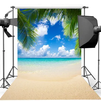 NeoBack Holiday Beach Fonas nuotraukų Vasarą Jūra, Saulėtas Paplūdimys fotografijos Backdrops Mėlynas Dangus, Balti Debesys nuotrauka fone