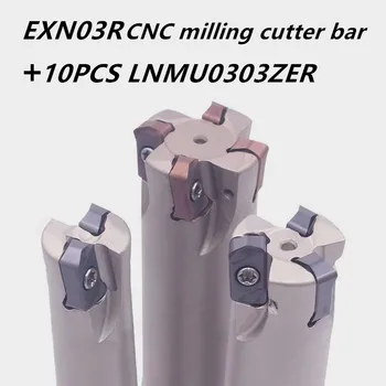 HSS CNC frezavimo pjovimo juosta EXN03R plokštumos frezavimo staklės lydinio pjovimo juosta + 10VNT LNMU0303ZER ultra-high pašarų tekinimo įrankis EXN03