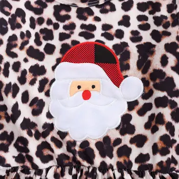 Ma&Baby 1-5Y Bamblys Vaikas Merginos Kalėdų Drabužius Rinkinys Leopardas Santa Claus marškinėliai Tunika, Kelnes Kalėdos, Komplektai, Kostiumai Vaikams