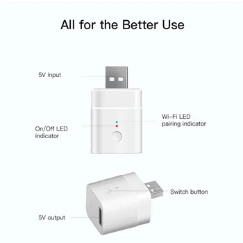 SONOFF Micro 5V Belaidis USB Smart Wifi Adapteris, Mini USB Smart Power Adapterio Jungiklis Veikia APP 