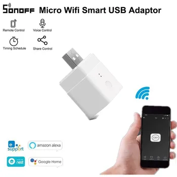 SONOFF Micro 5V Belaidis USB Smart Wifi Adapteris, Mini USB Smart Power Adapterio Jungiklis Veikia APP 