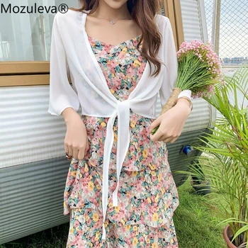 Mozuleva 2020 Rankovių Gėlių Spausdinti Ilgą Šifono Suknelę Moteris Bohe Suspender Vasaros Suknelės Beach Tvarstis Plus size Vestidos