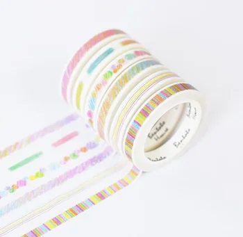 6pcs Pastelės Spalvos Popieriaus Washi Tape Nustatyti 7mm Plonas Nėrinių Maskavimo Juostos, Apdailos Įklija, Dienoraštį, Albumą 
