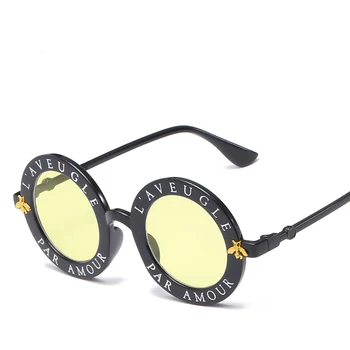 2021 Mažų Bičių Laišką, Apvalūs Akiniai nuo saulės Moterims Derliaus Saulės Akiniai Vyrų Oculos Retro Sunglass Feminino Lentes Gafas De Sol UV400