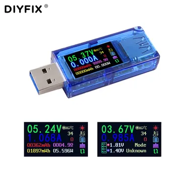 DIYFIX AT34 3.0 USB Testeris IPS HD Spalvotas LCD Ekranas Voltmeter Ammeter Įtampa Srovės Matuoklis Multimetras Baterijos Įkrovimo Galia Bankas