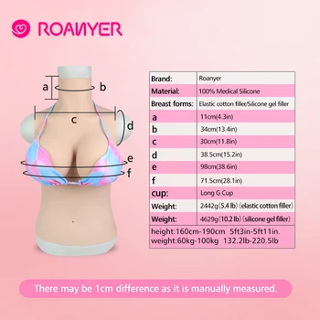 Roanyer crossdressing G taurė krūtų formos vyrų silikono fake boobs didelis False pechos už crossdresser cosplay maskuotis shemale