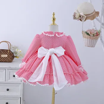 Vaikiška Mergaitė ispanijos Princesė Suknelės Kūdikių Mergaitės Gimtadienio Lolita Pink Kamuolys Suknelė kūdikių Rudenį Vaikai Boutique Suknelė