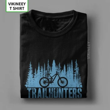 Trailhunters MTB T-Shirts Kalnų Dviratį Dviračiu Vintage Marškinėliai Vyras trumpomis Rankovėmis Drabužius, Pilkos spalvos Marškinėliai Medvilnės Audinio