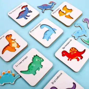 Vaikų Ankstyvojo Mokymo Pažinimo Gyvūnų Eismo Porą Švietimo Žaislai, Dovanos Kūdikiams Vaikas Montessori Mediniai Žaislai Porą Dėlionės