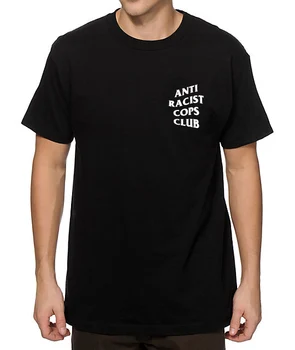 Anti Rasistas Policininkai Klubas, Hip-Hop Streetwear T-Shirt Mens BLM Kovos su rasizmu Šūkis Juokinga Marškinėlius Vyrų Medvilnės trumpomis Rankovėmis Prarasti Tee