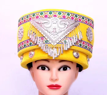 Kinijos mažumų skrybėlę miao bžūp kinijos nacionalinis skrybėlę derliaus bžūp moterų kinijos nacionalinis šokėja skrybėlę šokių bžūp