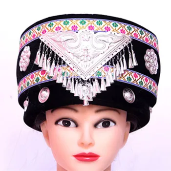 Kinijos mažumų skrybėlę miao bžūp kinijos nacionalinis skrybėlę derliaus bžūp moterų kinijos nacionalinis šokėja skrybėlę šokių bžūp