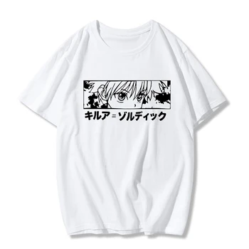 Hunter X Hunter Killua Akis T-shirt moterų Japonų anime derlius viršų įdomus animaciją spausdinti laisvi O-kaklo T-shirt Harajuku Streetwear
