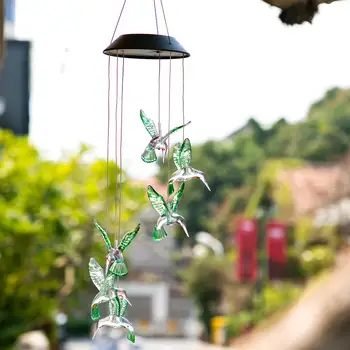 Spalva Keičiasi LED Saulės Žibintas Hummingbirds Vėjo Varpelių Šviesos Namų Lauko Vandeniui Sodo Tvoros Apdaila Lempa Su Kabliu