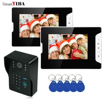 SmartYIBA Durų Bell 7inch-LCD Domofonas Doorbell 5 RDA keyfobs Passward Vaizdo Duris Telefono Ryšio Sistemos, laisvų Rankų Centrinis