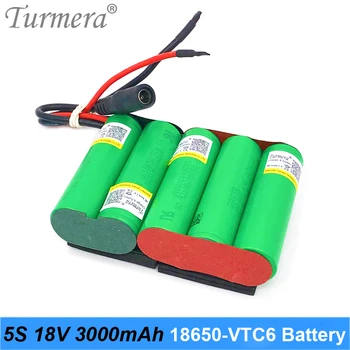 Turmera 18V 21V 3000mAh Reachargeable Ličio Baterija MUMS 18650VTC6 3000mAh 30A Baterija su 5S BMS už 18V Baterija Atsuktuvas