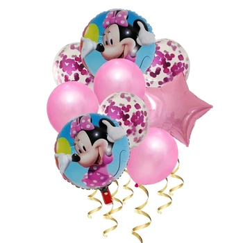 9pcs Mickey Minnie Mouse Ballon Gimtadienio Dekoracijas Star Širdies Balionas Baby Shower Folija Balionai Animacinių filmų Vaikams Žaislas Globos