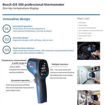 Bosch Termometras GIS 500 Ne-susisiekite su Infraraudonųjų spindulių Lazerinis Termometras Termometras Pramonės Elektroninis Termometras
