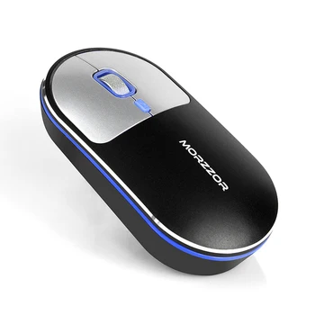 Belaidžio Aliuminio Lydinio Silent Mouse 1600 DPI LED Šviesos Įkrovimo Žaidimų Pelės 