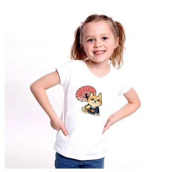 Vasarą Cartoon Vaikų Mielas Šuo Shiba Inu Marškinėliai Medvilnės Minkštas Berniukų, Mergaičių marškinėliai Atsitiktinis Vaikai Trumpas Rankovėmis Tee Viršūnes Vaikų Dovanų