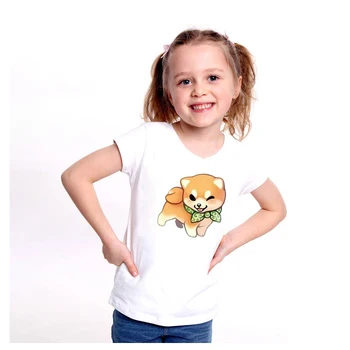 Vasarą Cartoon Vaikų Mielas Šuo Shiba Inu Marškinėliai Medvilnės Minkštas Berniukų, Mergaičių marškinėliai Atsitiktinis Vaikai Trumpas Rankovėmis Tee Viršūnes Vaikų Dovanų