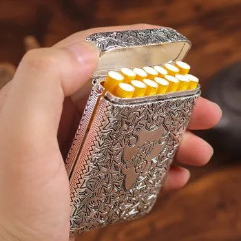 Nešiojamų Peaky Laukai Shelby Paties Stiliaus Ranka raižyti Retro Metalo Cigarečių Atveju 14 Cigaretės, Cigarečių Dėžutės Rūkymo Įrankiai