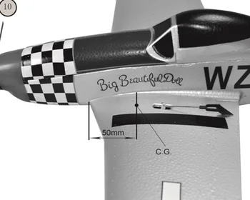 650mm P51 Mini Electric RC Warbird Nesurinkti Rinkinys