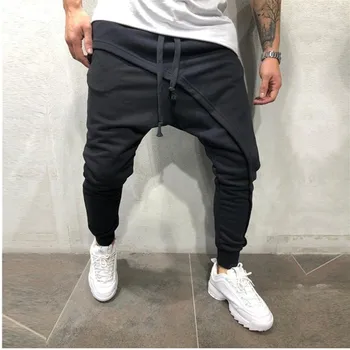Moomphya 2019 Naujas Streetwear hip-hop vyrų poilsiu kelnes kryžiaus Kelių sluoksnis Ilgai vyriškos kelnės Skinny haremo kelnės vyrams kelnės
