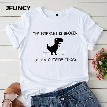 JFUNCY Medvilnės Vasaros Moterų Marškinėlius Interneto Skaldytų Atspausdinta Marškinėliai Plius Dydis-trumpomis Rankovėmis Atsitiktinis Marškinėliai Moteriška Tees Viršūnės