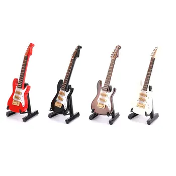 1 Rinkinys Mini elektrine Gitara, Modelis Miniatiūriniai Apdailos Muzikos Instrumentai su Atveju ir Stendas