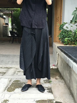 KARŠTO PARDAVIMO Miyake kartus mados klostuotas sijonas tvirtą jungiamąją nereguliarus sijonas SANDĖLYJE