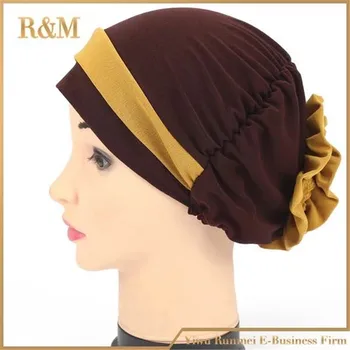 2020 mados naujų musulmonų turbaną skrybėlę arabų moteris, apvyniokite galvą colorblock hijab variklio dangčio pasirengę dėvėti hijab underscarf kepurės
