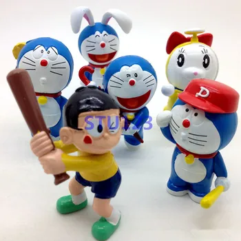 6Pcs/Set Japonų anime Doraemon Triušio ausies Doraemon Nobita Nobi Micro kraštovaizdžio puokštė, tortas dekoravimo Veiksmų Skaičius, Žaislai N829