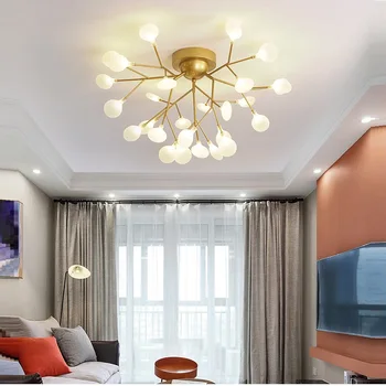 Šiuolaikinės Miegamasis LED Aukso Lubų Liustra Apšvietimo Kambarį Akrilo firefly Šviestuvai Kūrybos Namų Apšvietimo Armatūra