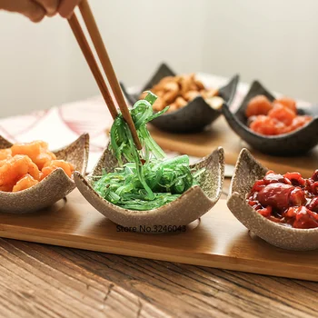 Kūrybos Japonų stiliaus keramikos patiekalas Medinis padėklas džiovintų vaisių užkandis saldainiai patiekalas Suskirstyti patiekalas, padažas, padažas patiekalas