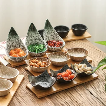 Kūrybos Japonų stiliaus keramikos patiekalas Medinis padėklas džiovintų vaisių užkandis saldainiai patiekalas Suskirstyti patiekalas, padažas, padažas patiekalas