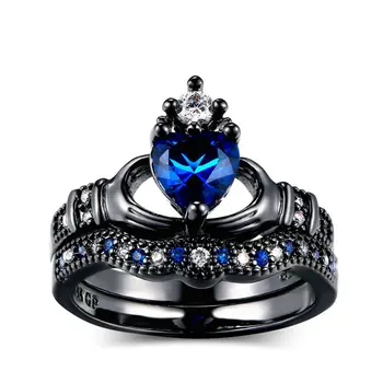 2021 naujas prabangus dviaukštis širdies formos laja žiedas vestuvinis žiedas rinkinys moterims lady jubiliejų dovana, papuošalai R5856
